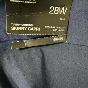 I.N.C. Tummy Control Skinny Capri Pants Womens Plus 28W Blue Mid Rise
